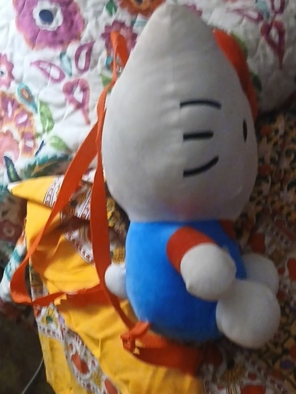 Sanrio Hello Kitty Plush Backpack White & Blue